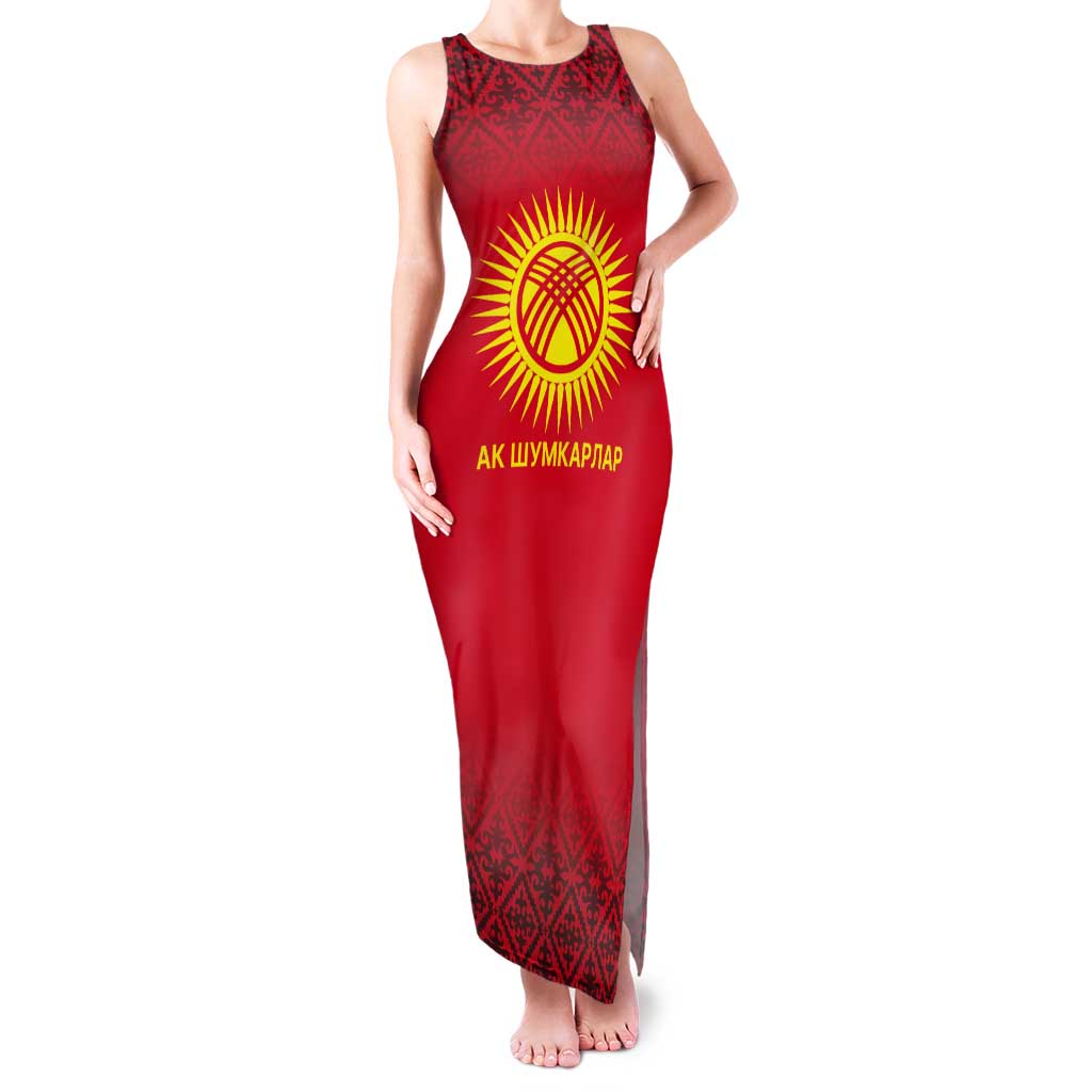 Kyrgyzstan Football Custom Tank Maxi Dress Kazakh Pattern