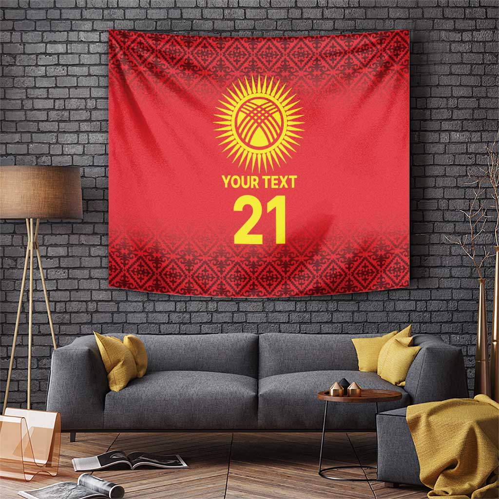 Kyrgyzstan Football Custom Tapestry Kazakh Pattern