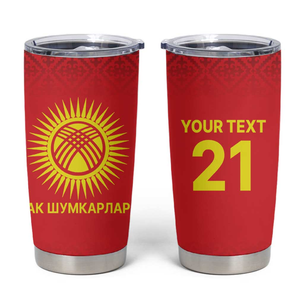 Kyrgyzstan Football Custom Tumbler Cup Kazakh Pattern