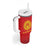 Kyrgyzstan Football Custom Tumbler With Handle Kazakh Pattern