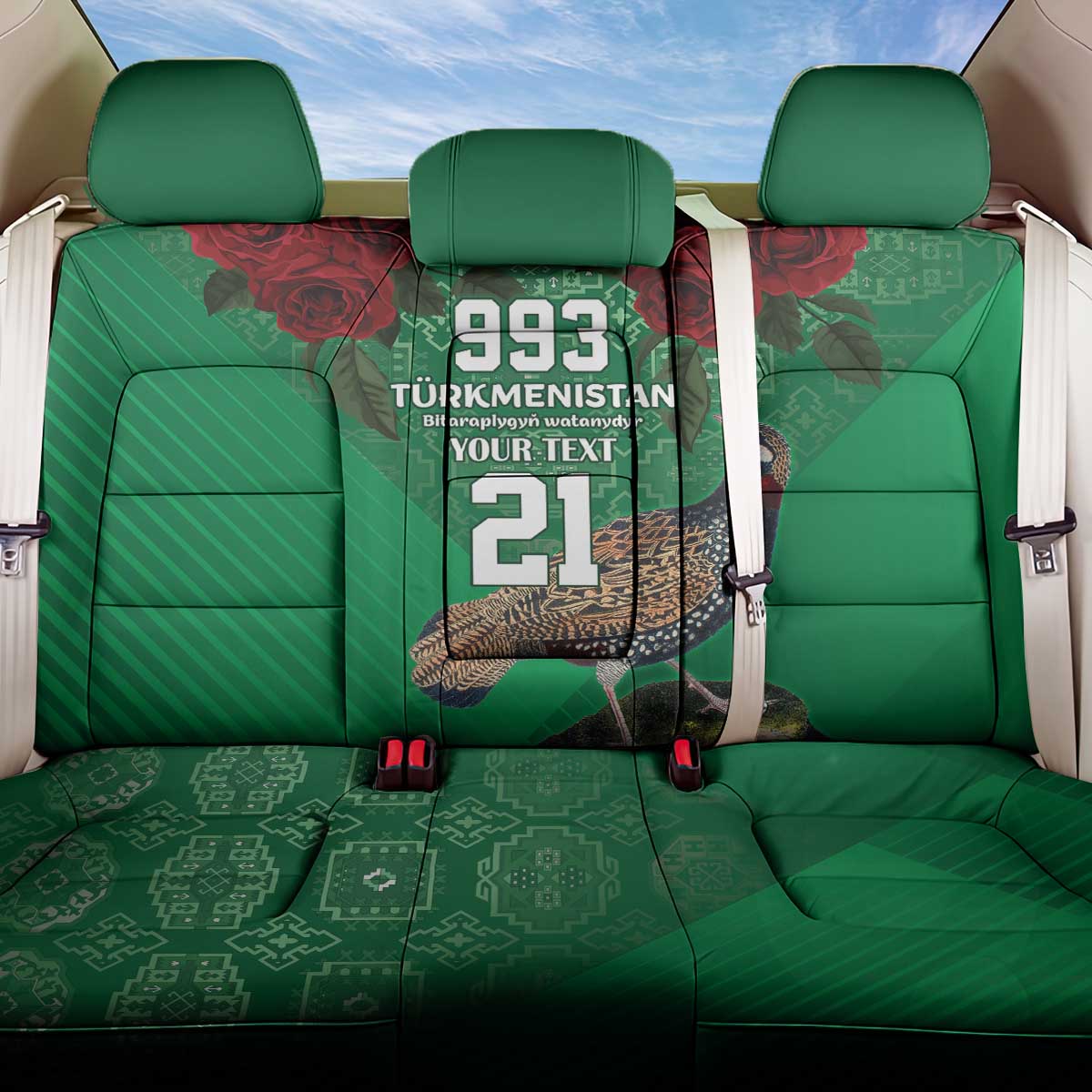 Turkmenistan 993 Custom Back Car Seat Cover Turkmenistan Bitaraplygyn watanydyr