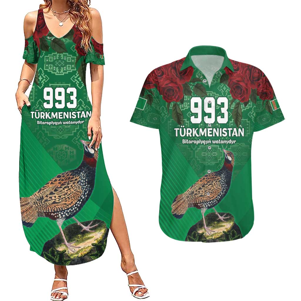 Turkmenistan 993 Custom Couples Matching Summer Maxi Dress and Hawaiian Shirt Turkmenistan Bitaraplygyn watanydyr