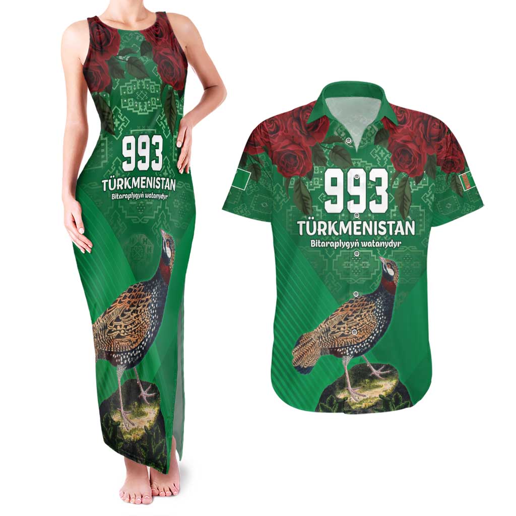 Turkmenistan 993 Custom Couples Matching Tank Maxi Dress and Hawaiian Shirt Turkmenistan Bitaraplygyn watanydyr