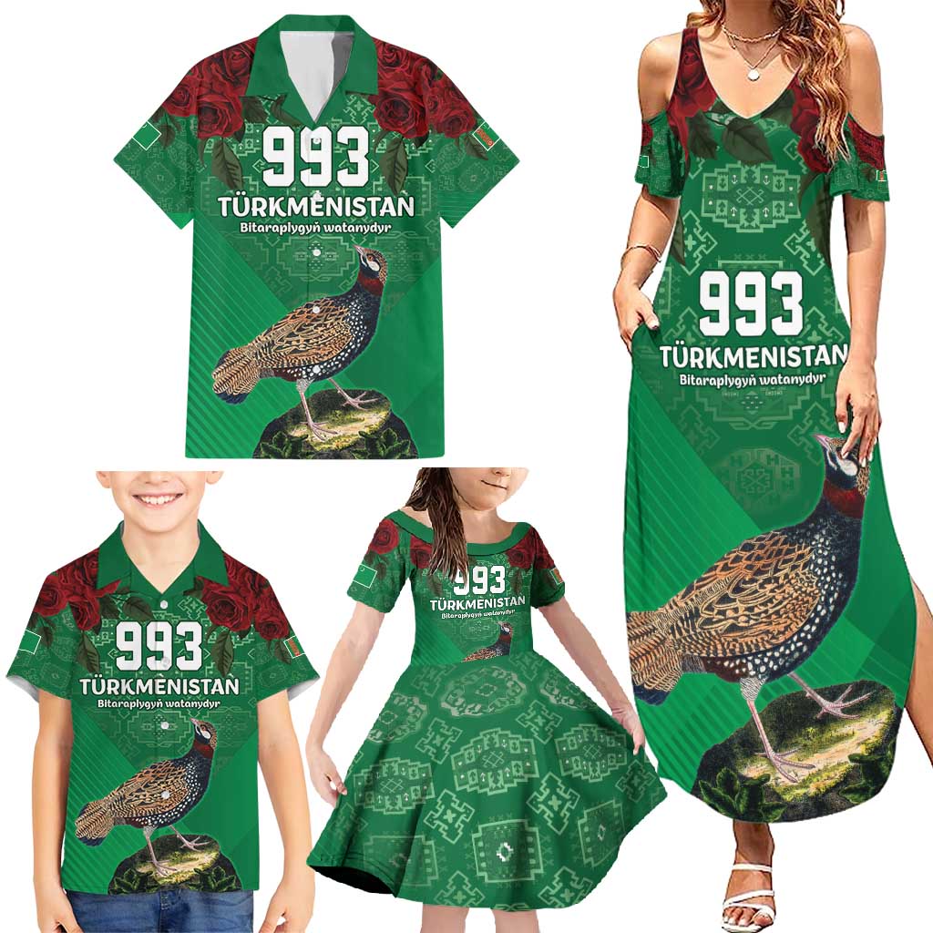 Turkmenistan 993 Custom Family Matching Summer Maxi Dress and Hawaiian Shirt Turkmenistan Bitaraplygyn watanydyr