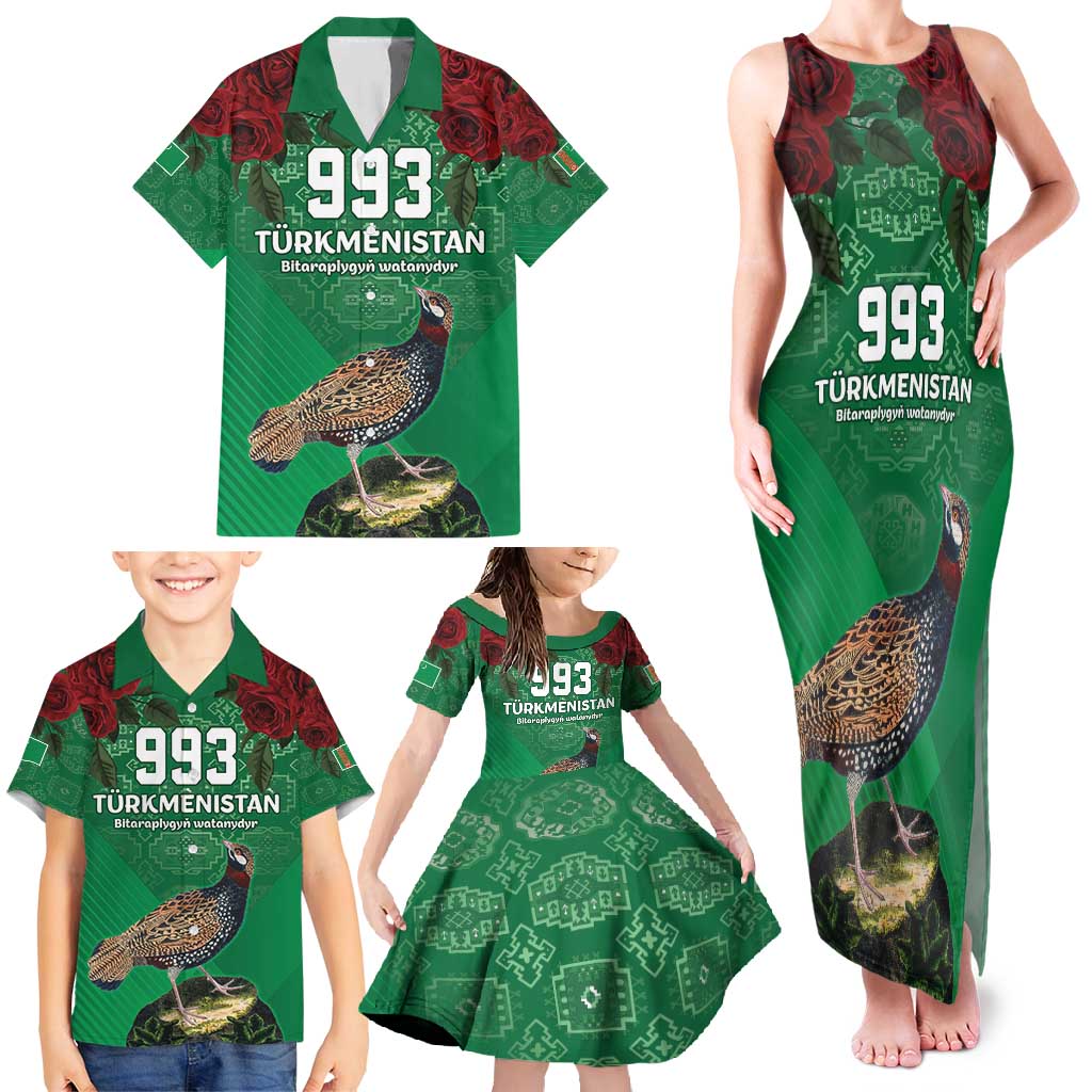 Turkmenistan 993 Custom Family Matching Tank Maxi Dress and Hawaiian Shirt Turkmenistan Bitaraplygyn watanydyr