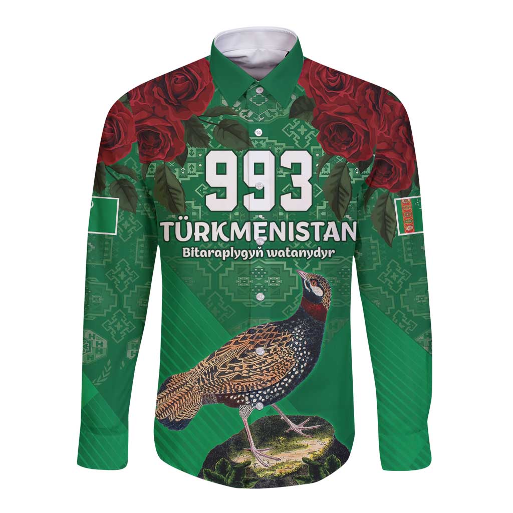 Turkmenistan 993 Custom Long Sleeve Button Shirt Turkmenistan Bitaraplygyn watanydyr