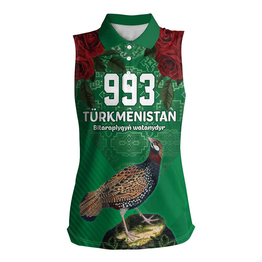 Turkmenistan 993 Custom Women Sleeveless Polo Shirt Turkmenistan Bitaraplygyn watanydyr