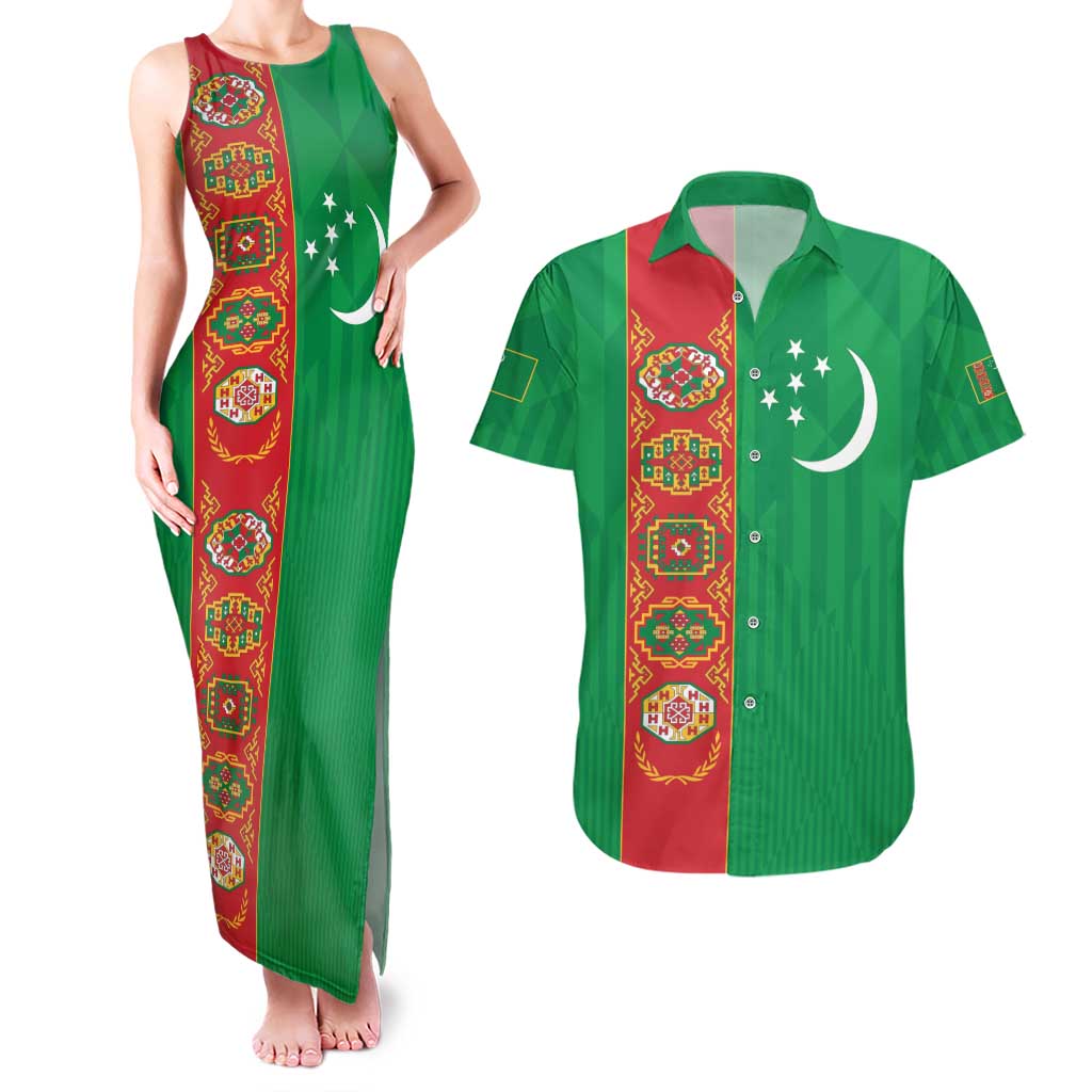 Turkmenistan Black Francolin Custom Couples Matching Tank Maxi Dress and Hawaiian Shirt Turkmenistan Turkmenistanyn Baydagy