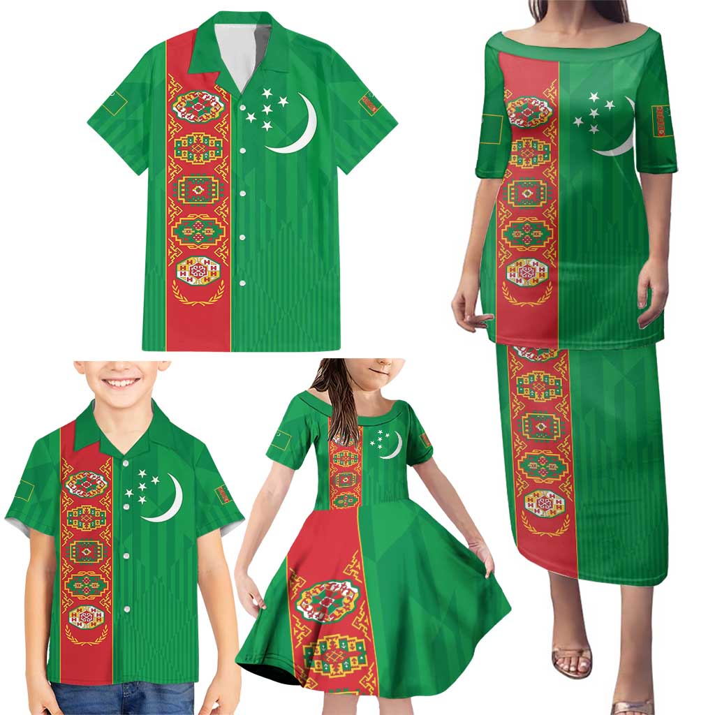 Turkmenistan Black Francolin Custom Family Matching Puletasi and Hawaiian Shirt Turkmenistan Turkmenistanyn Baydagy