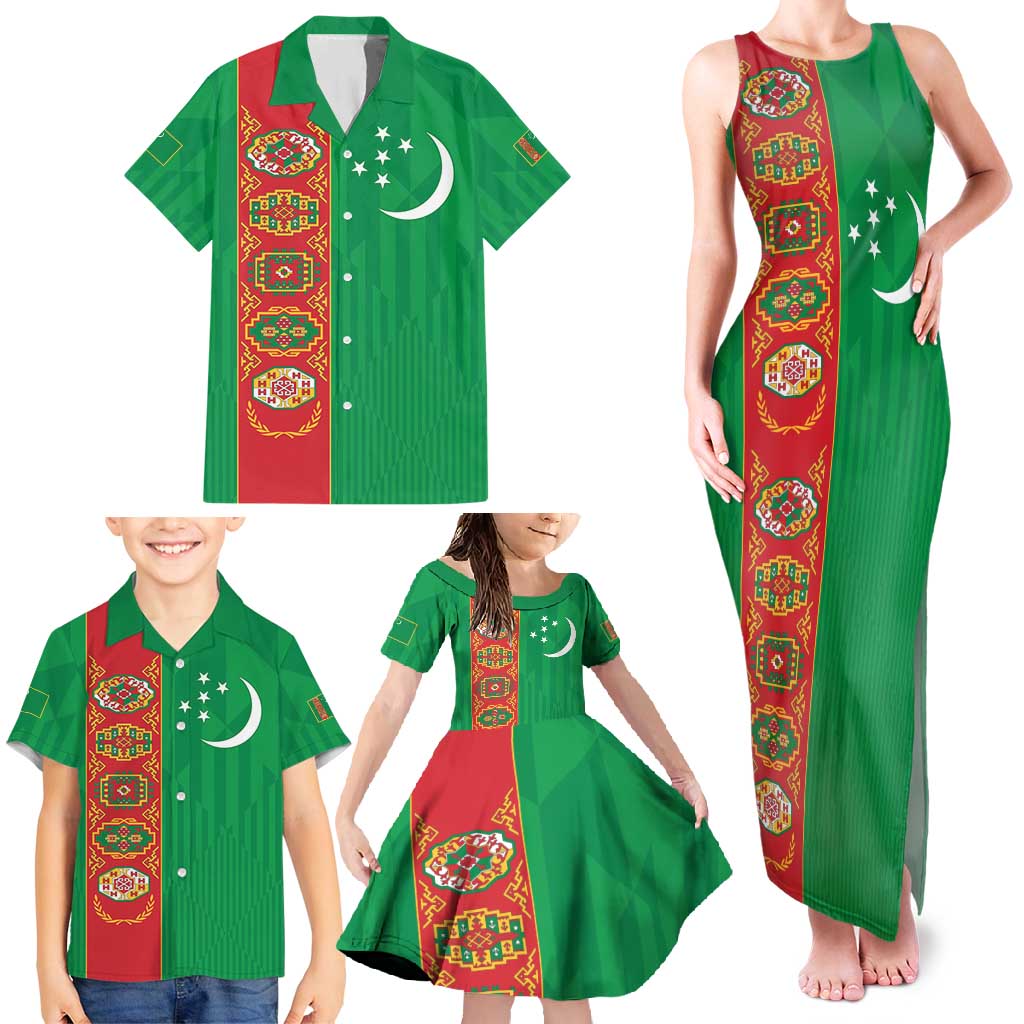 Turkmenistan Black Francolin Custom Family Matching Tank Maxi Dress and Hawaiian Shirt Turkmenistan Turkmenistanyn Baydagy