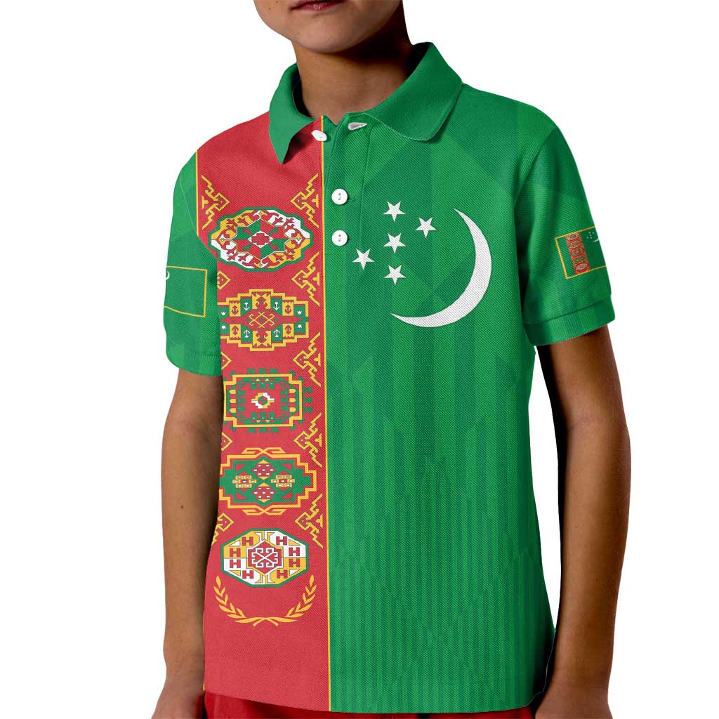 Turkmenistan Black Francolin Custom Kid Polo Shirt Turkmenistan Turkmenistanyn Baydagy