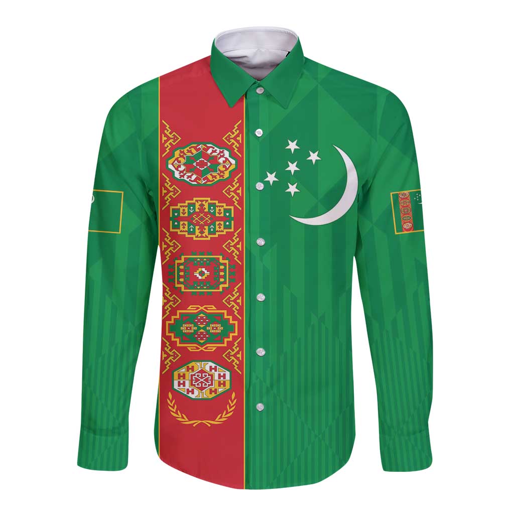 Turkmenistan Black Francolin Custom Long Sleeve Button Shirt Turkmenistan Turkmenistanyn Baydagy