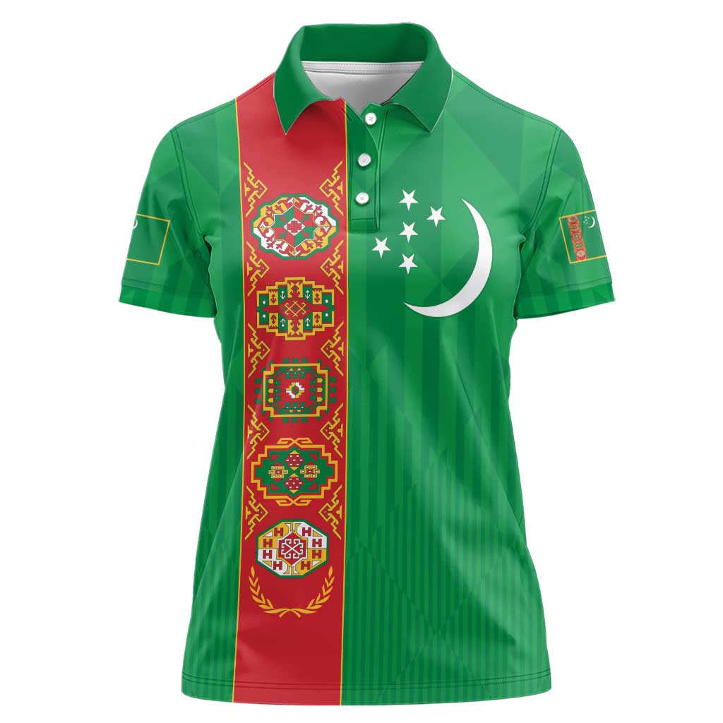 Turkmenistan Black Francolin Custom Women Polo Shirt Turkmenistan Turkmenistanyn Baydagy