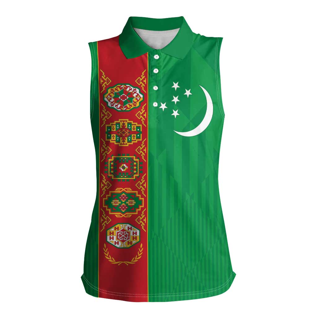 Turkmenistan Black Francolin Custom Women Sleeveless Polo Shirt Turkmenistan Turkmenistanyn Baydagy