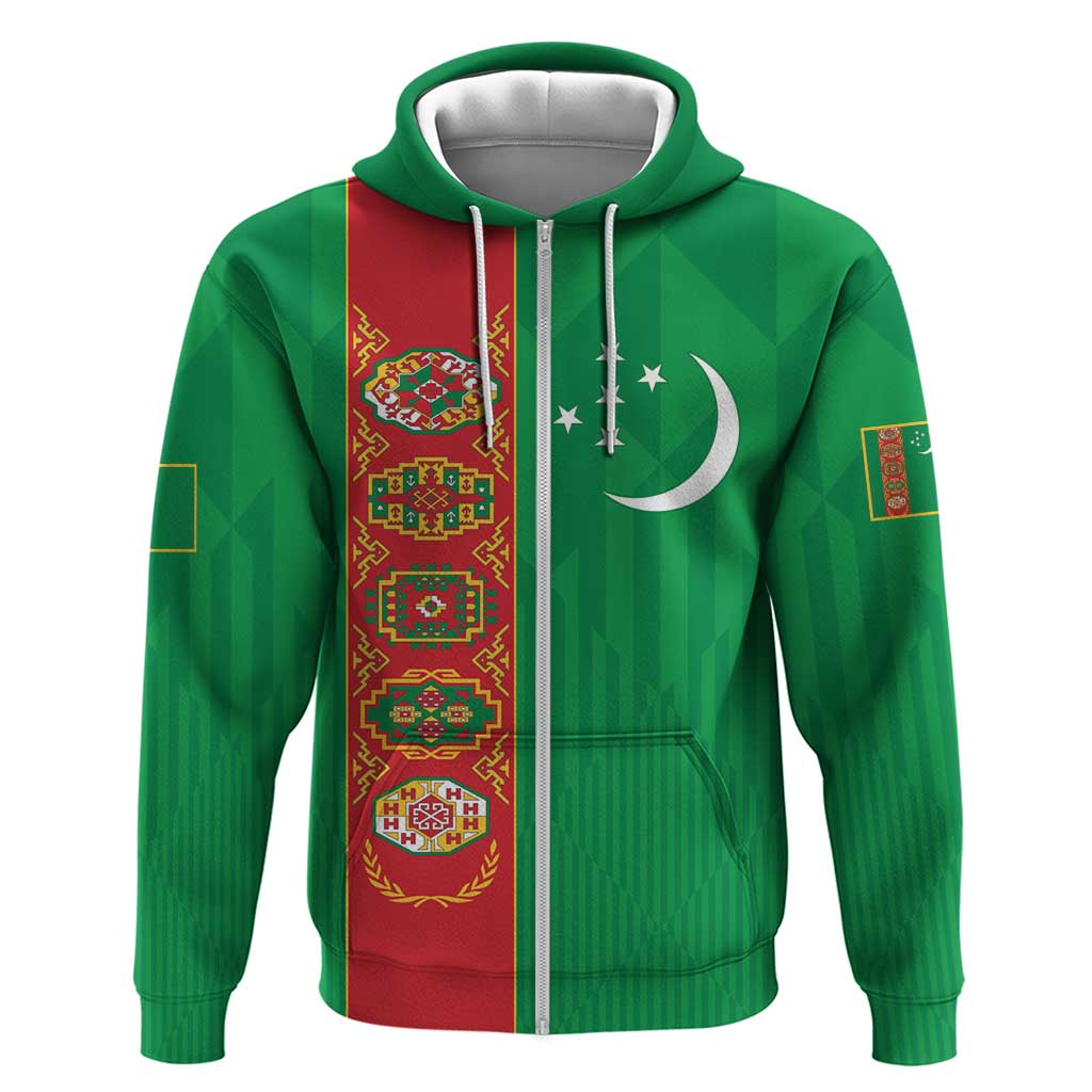 Turkmenistan Black Francolin Custom Zip Hoodie Turkmenistan Turkmenistanyn Baydagy