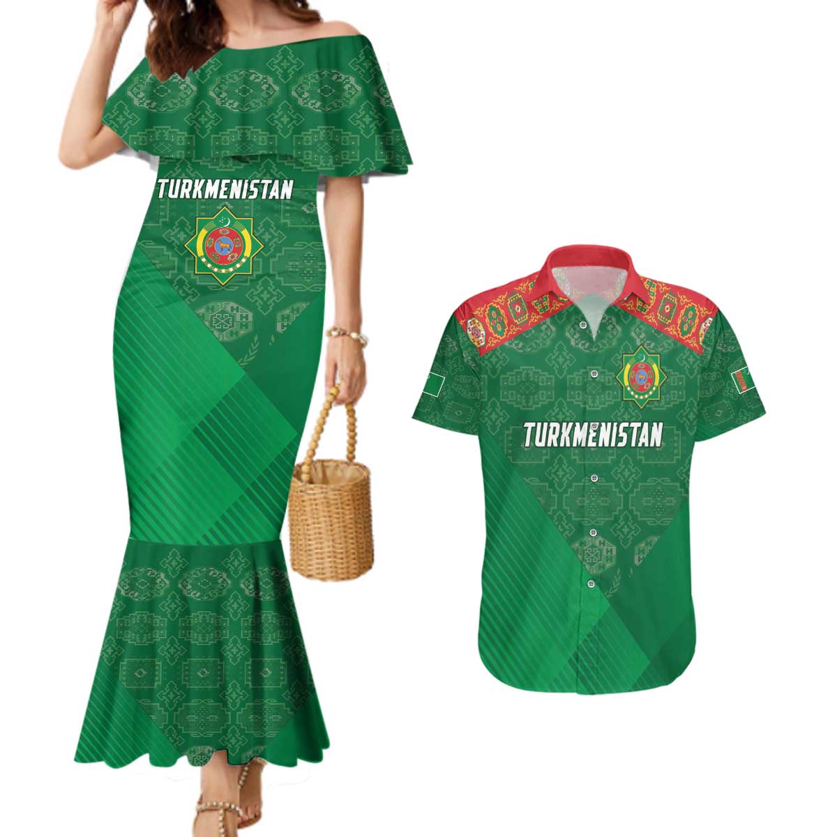 Turkmenistan Football Custom Couples Matching Mermaid Dress and Hawaiian Shirt We Are The Champions