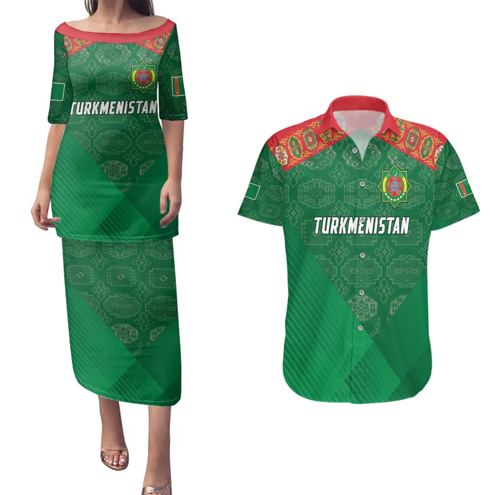 Turkmenistan Football Custom Couples Matching Puletasi and Hawaiian Shirt We Are The Champions