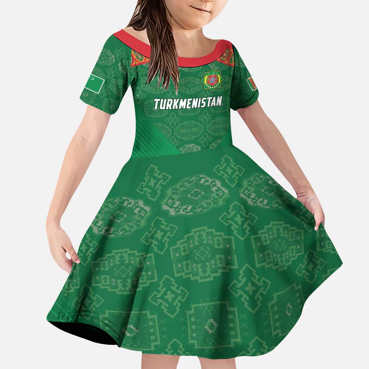 Turkmenistan Football Custom Kid Short Sleeve Dress We Are The Champions