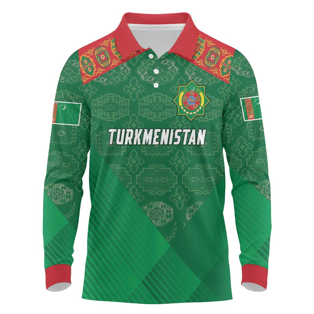 Turkmenistan Football Custom Long Sleeve Polo Shirt We Are The Champions