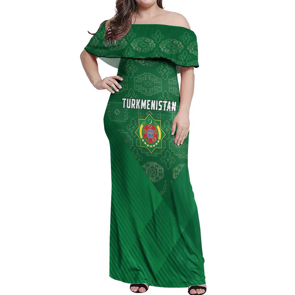 Turkmenistan Football Custom Off Shoulder Maxi Dress We Are The Champions