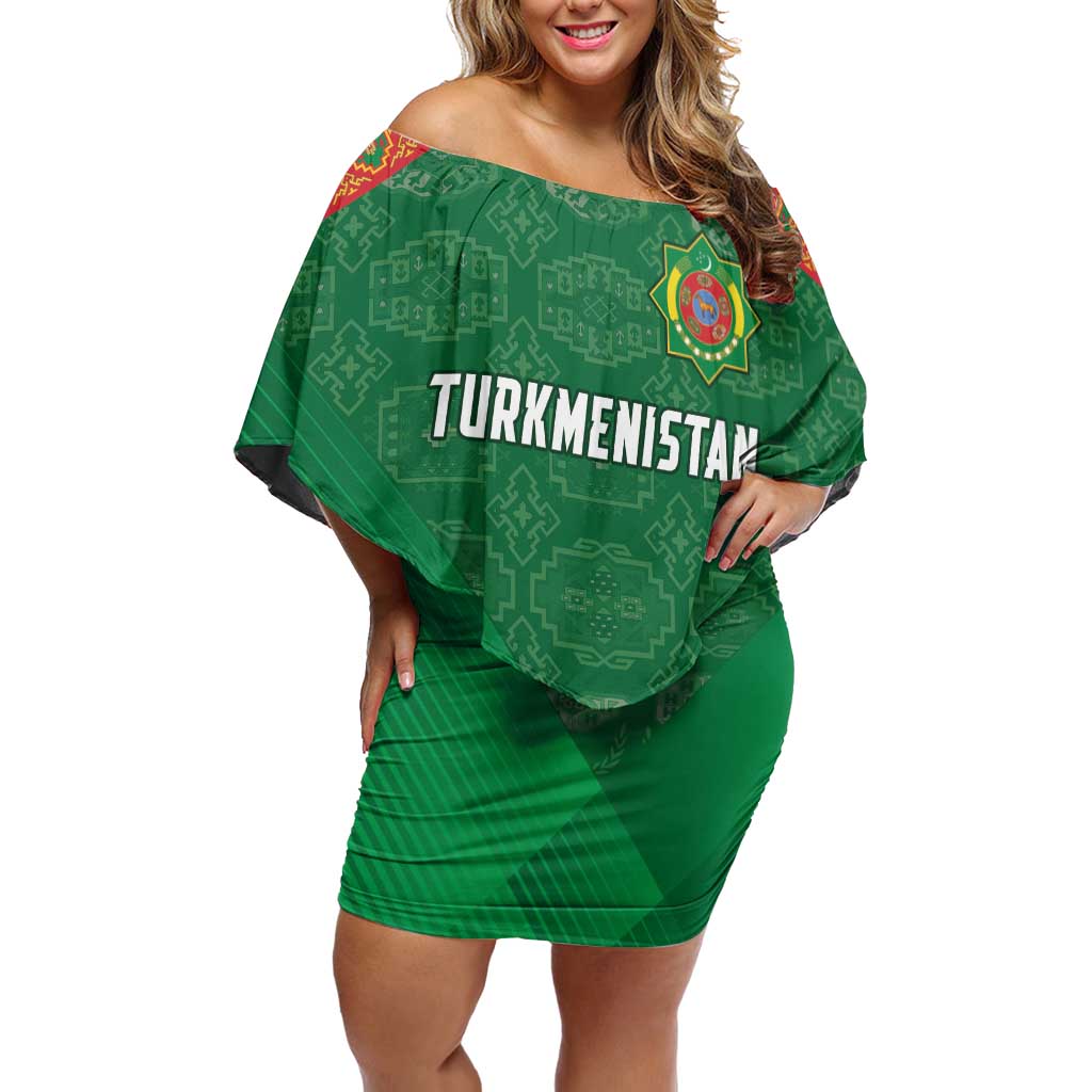 Turkmenistan Football Custom Off Shoulder Short Dress We Are The Champions