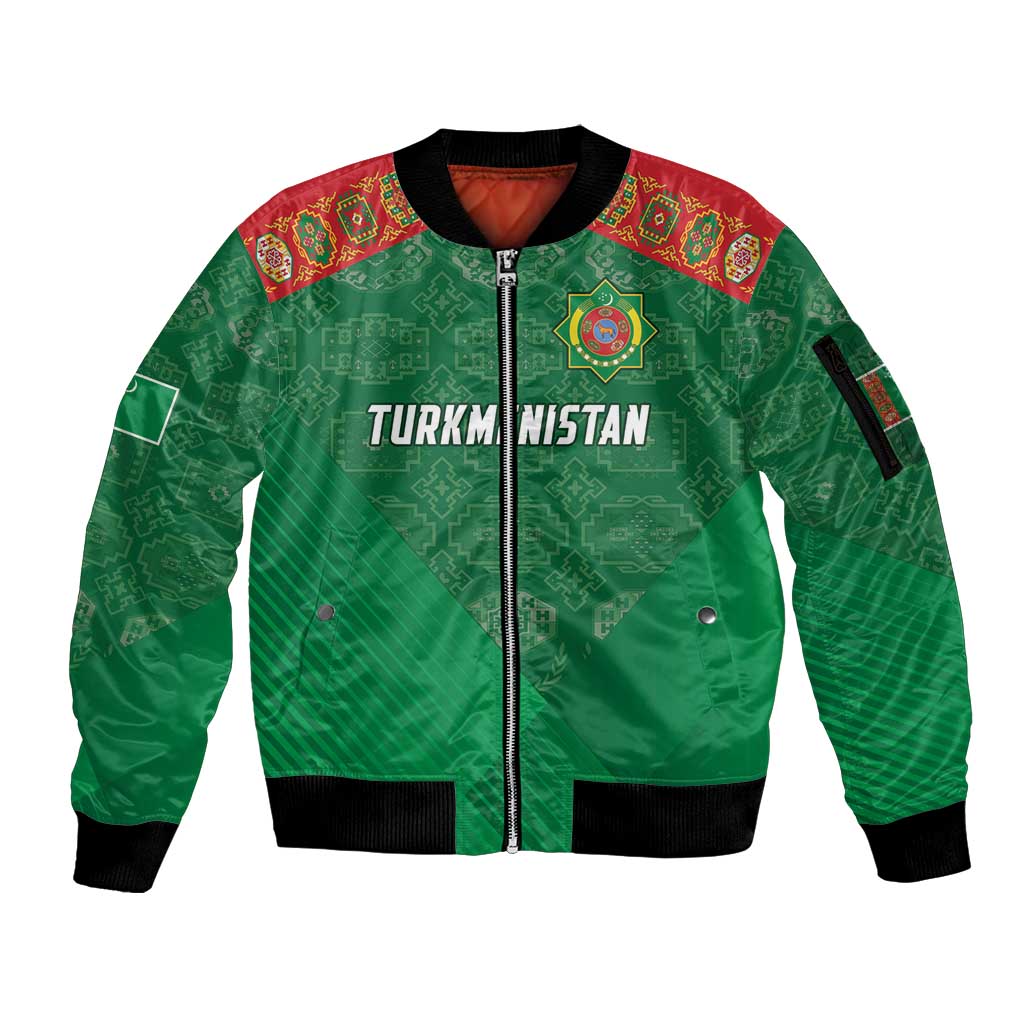 Turkmenistan Football Custom Sleeve Zip Bomber Jacket We Are The Champions