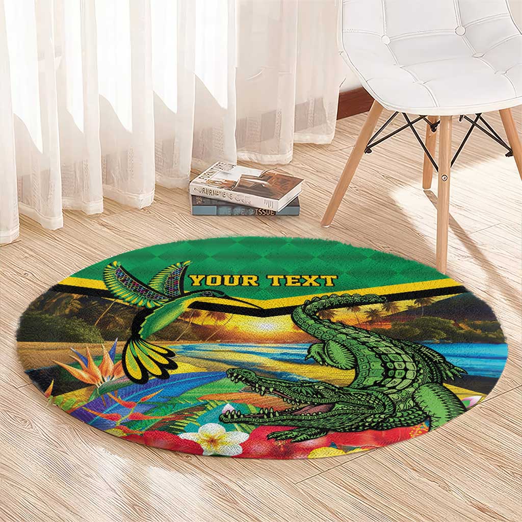 Jamica Hummingbird and Crocodiles Personalized Round Carpet