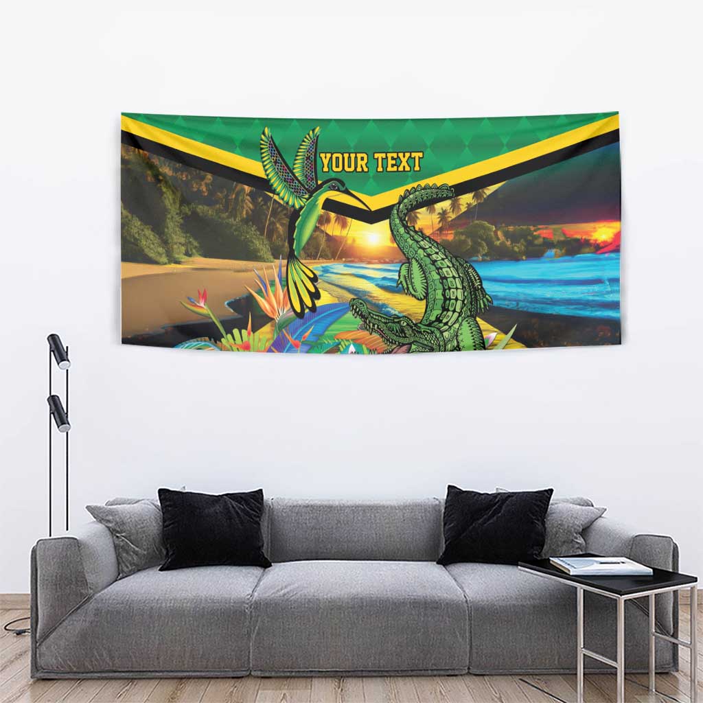 Jamica Hummingbird and Crocodiles Personalized Tapestry