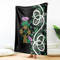 Scottish Celtic Cross Thistle Flowers Blanket
