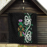 Scottish Celtic Cross Thistle Flowers Quilt