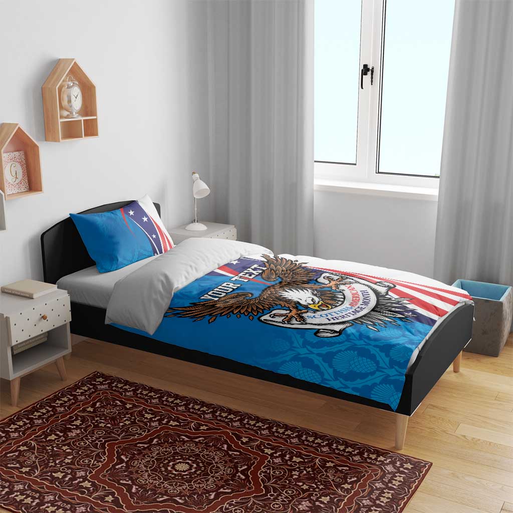 Scottish-American Heritage Month Personalized Bedding Set Highland Cow and USA-eagle