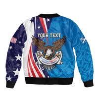 Scottish-American Heritage Month Personalized Bomber Jacket Highland Cow and USA-eagle