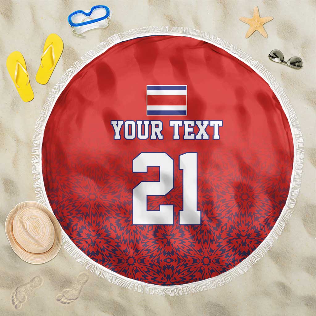 Costa Rica Football Custom Beach Blanket Los Ticos Go Champions