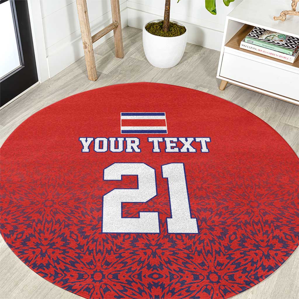 Costa Rica Football Custom Round Carpet Los Ticos Go Champions