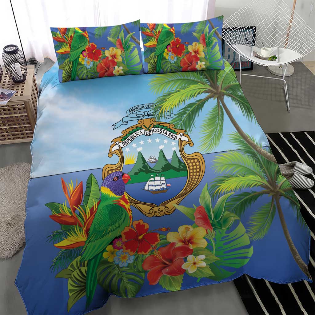 Costa Rica Parrot Tropical Flowers Bedding Set