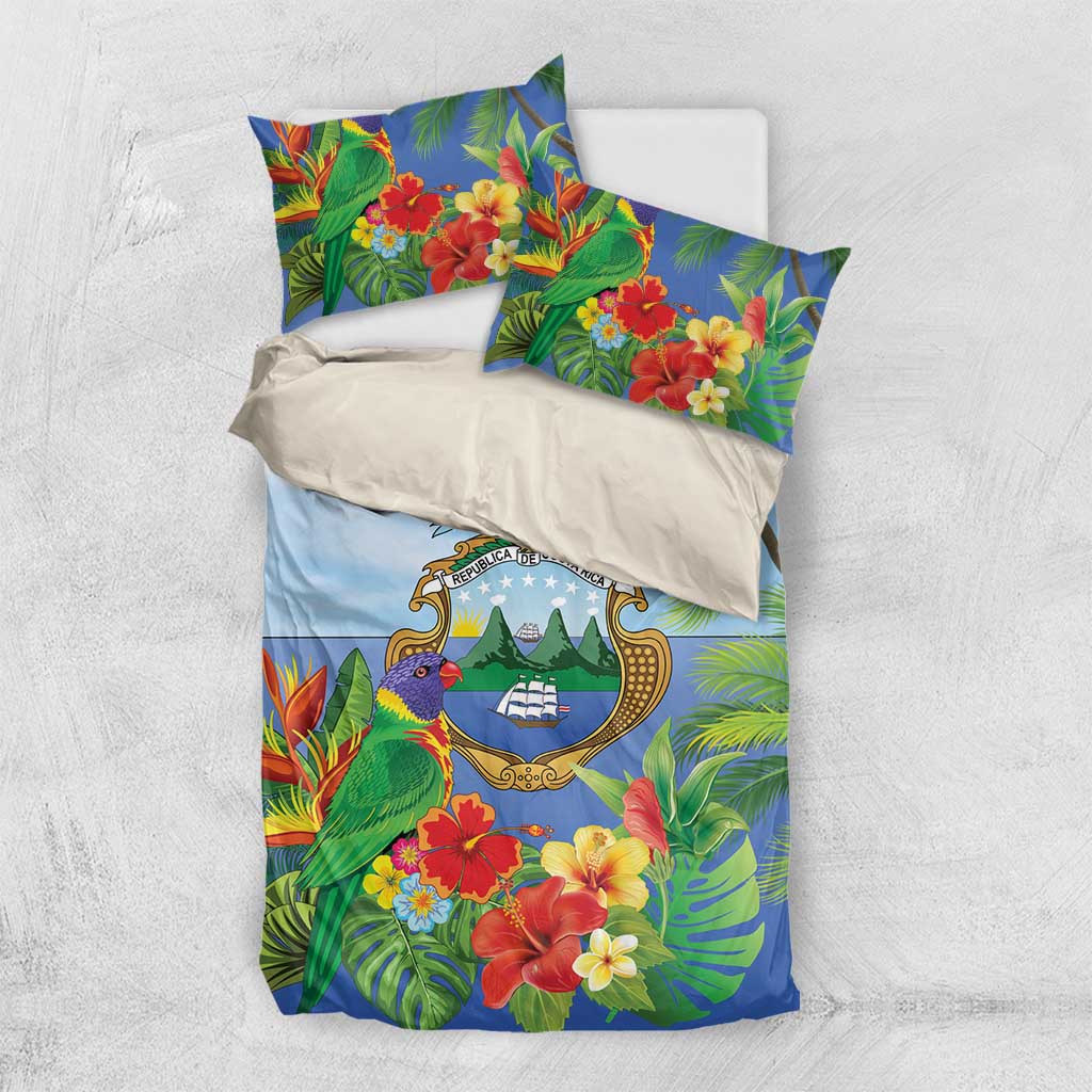 Costa Rica Parrot Tropical Flowers Bedding Set