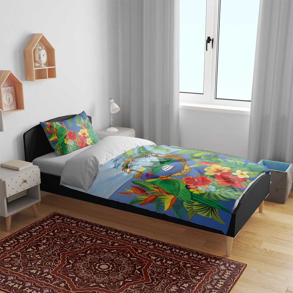 Costa Rica Parrot Tropical Flowers Bedding Set