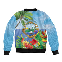 Costa Rica Parrot Tropical Flowers Bomber Jacket
