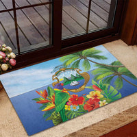 Costa Rica Parrot Tropical Flowers Rubber Doormat