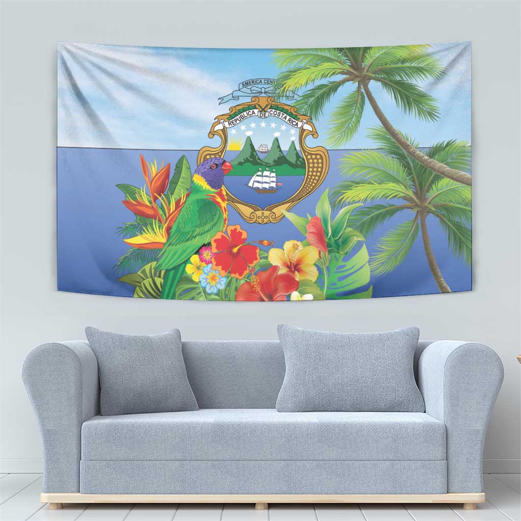 Costa Rica Parrot Tropical Flowers Tapestry