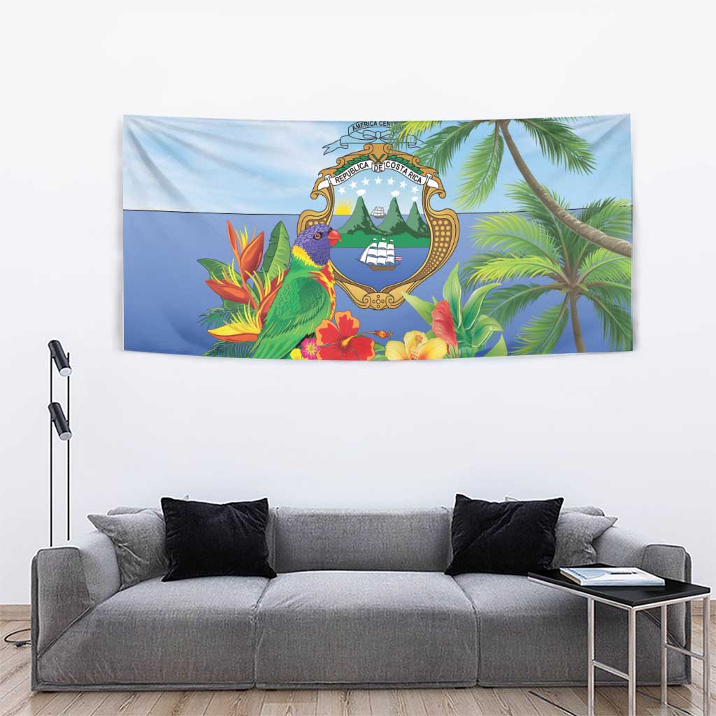 Costa Rica Parrot Tropical Flowers Tapestry