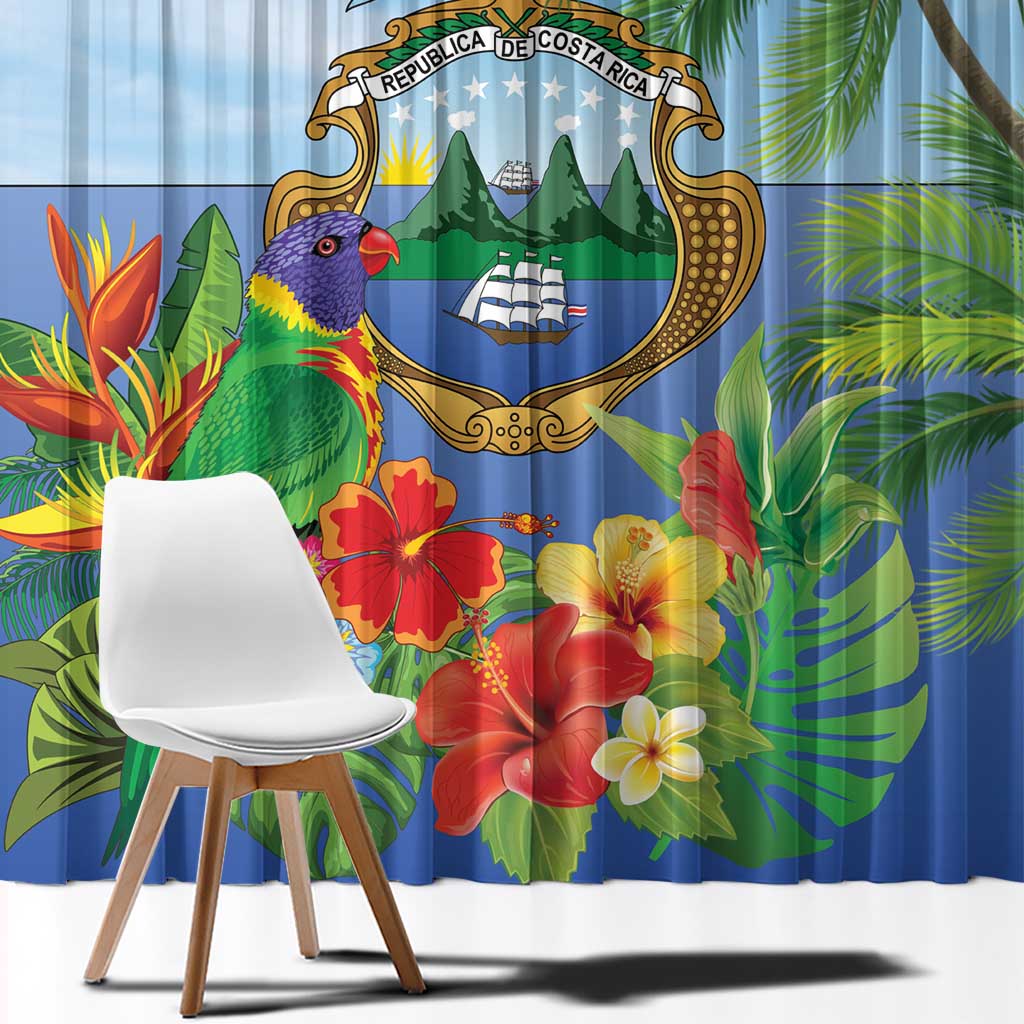 Costa Rica Parrot Tropical Flowers Window Curtain