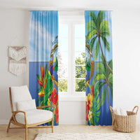 Costa Rica Parrot Tropical Flowers Window Curtain