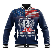 Never Forget Freedom American Memorial Day Personalized Baseball Jacket