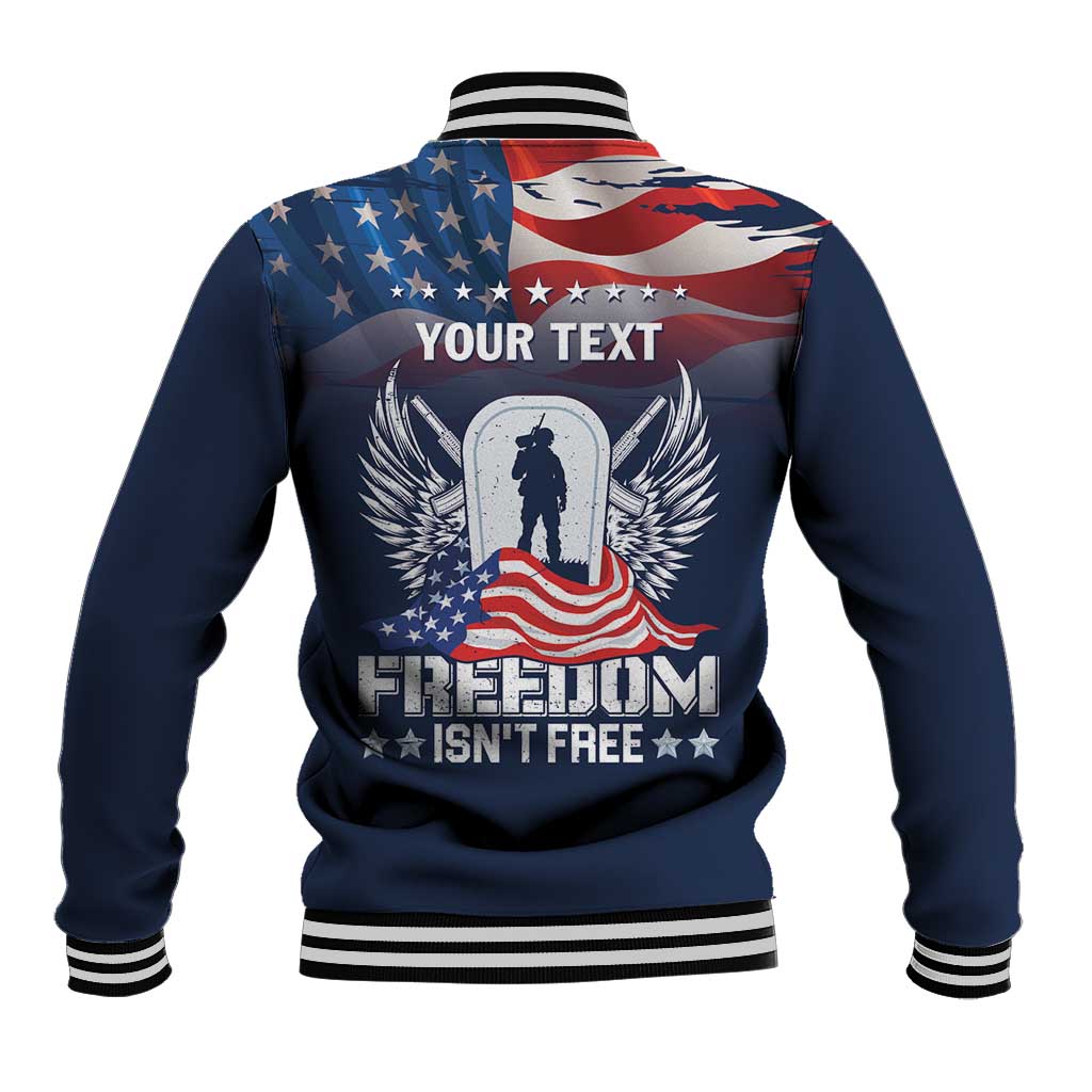 Never Forget Freedom American Memorial Day Personalized Baseball Jacket