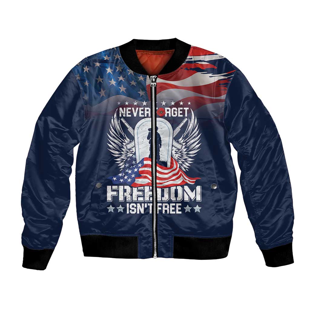 Never Forget Freedom American Memorial Day Personalized Bomber Jacket