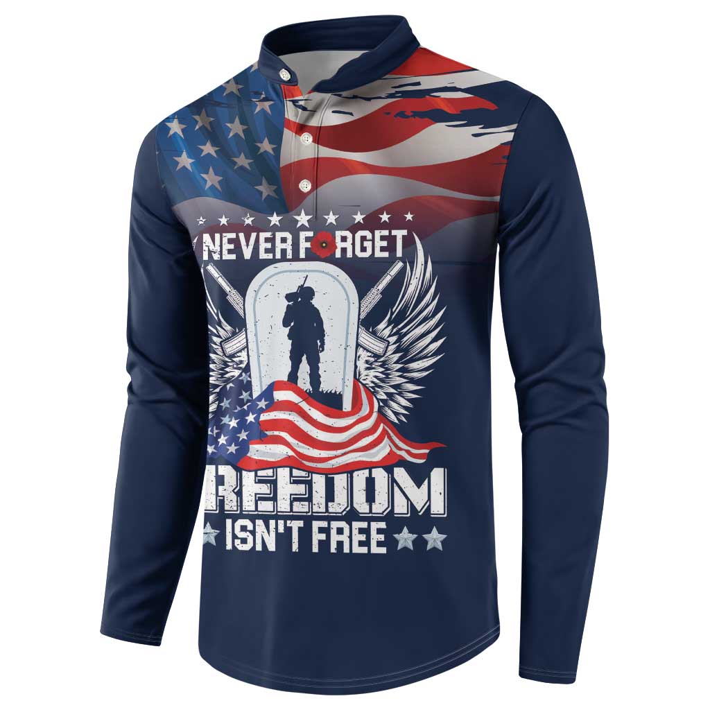 Never Forget Freedom American Memorial Day Personalized Button Sweatshirt