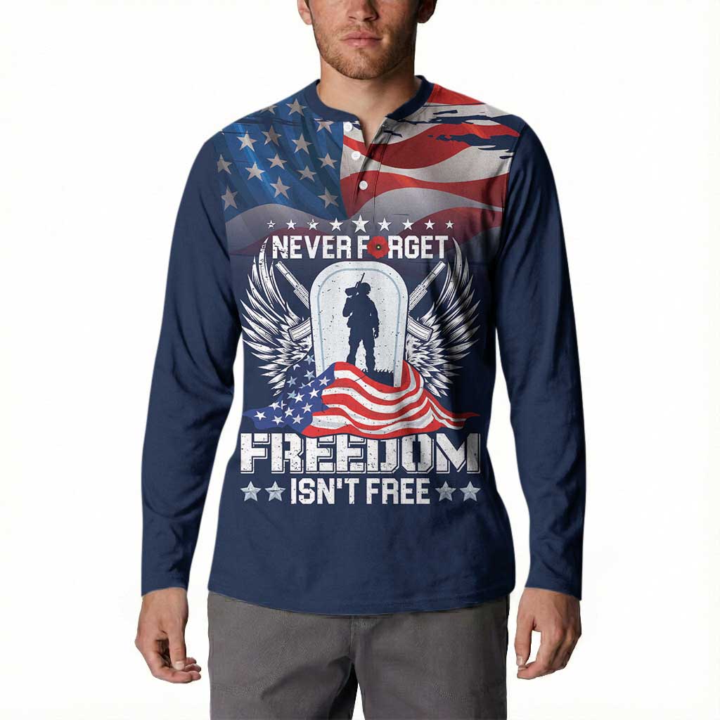 Never Forget Freedom American Memorial Day Personalized Button Sweatshirt