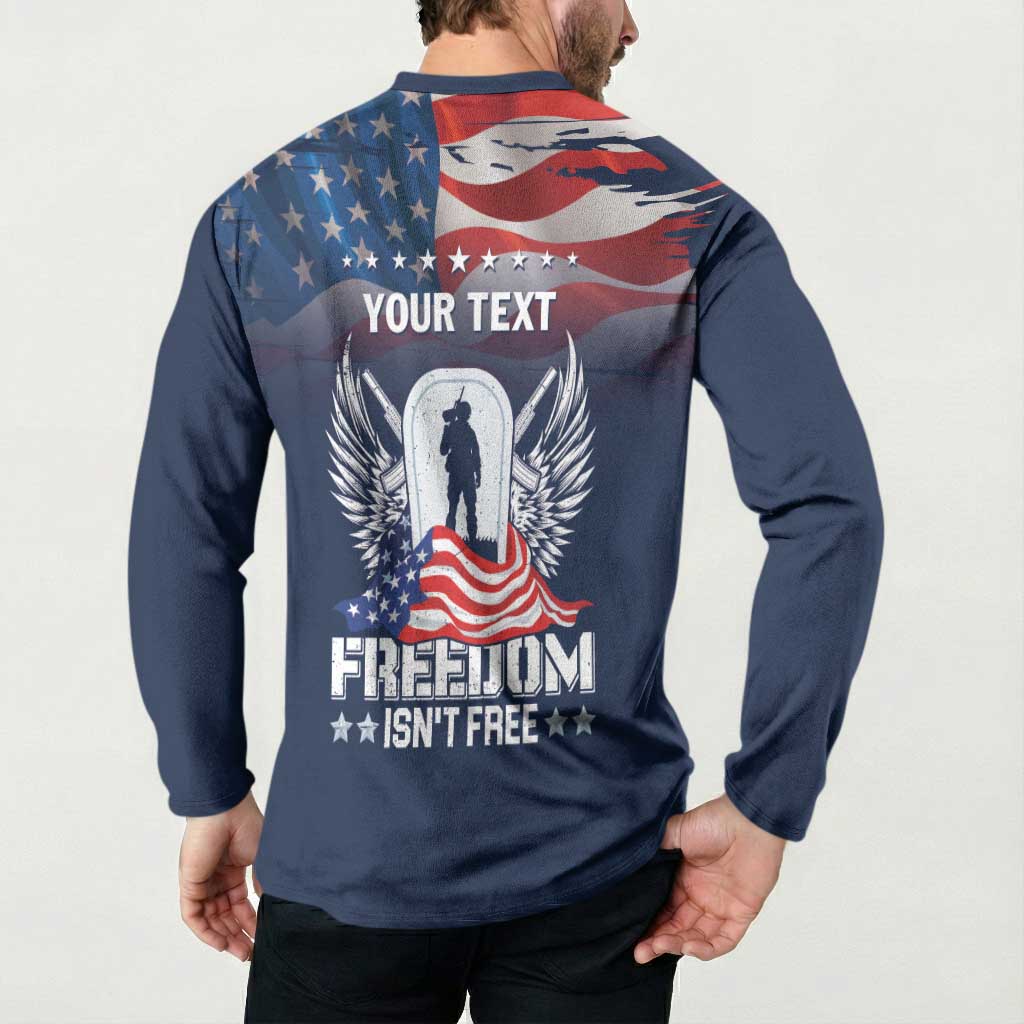 Never Forget Freedom American Memorial Day Personalized Button Sweatshirt