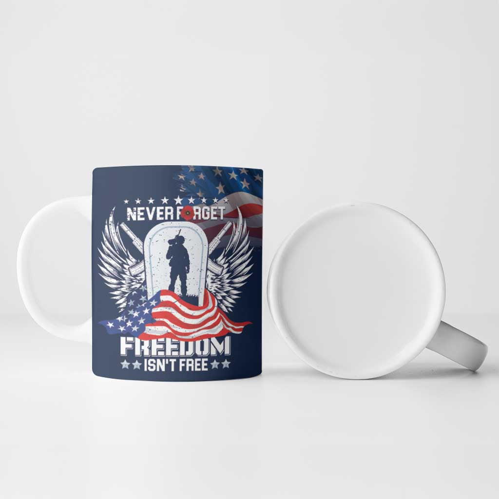 Never Forget Freedom American Memorial Day Personalized Ceramic Mug
